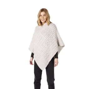 Ladies Elm Patchwork Poncho Silver Marl