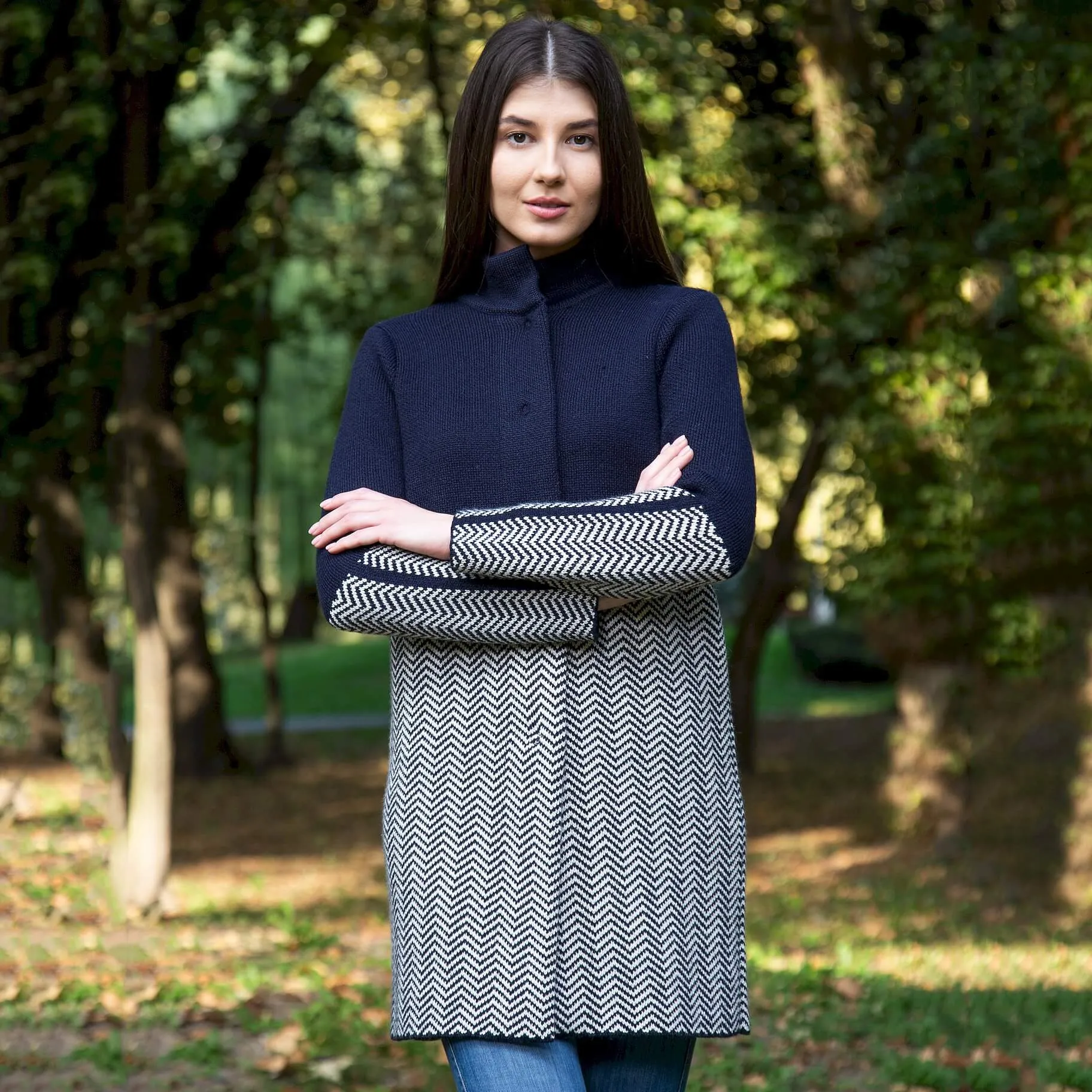 Ladies Irish Herringbone Cardigan