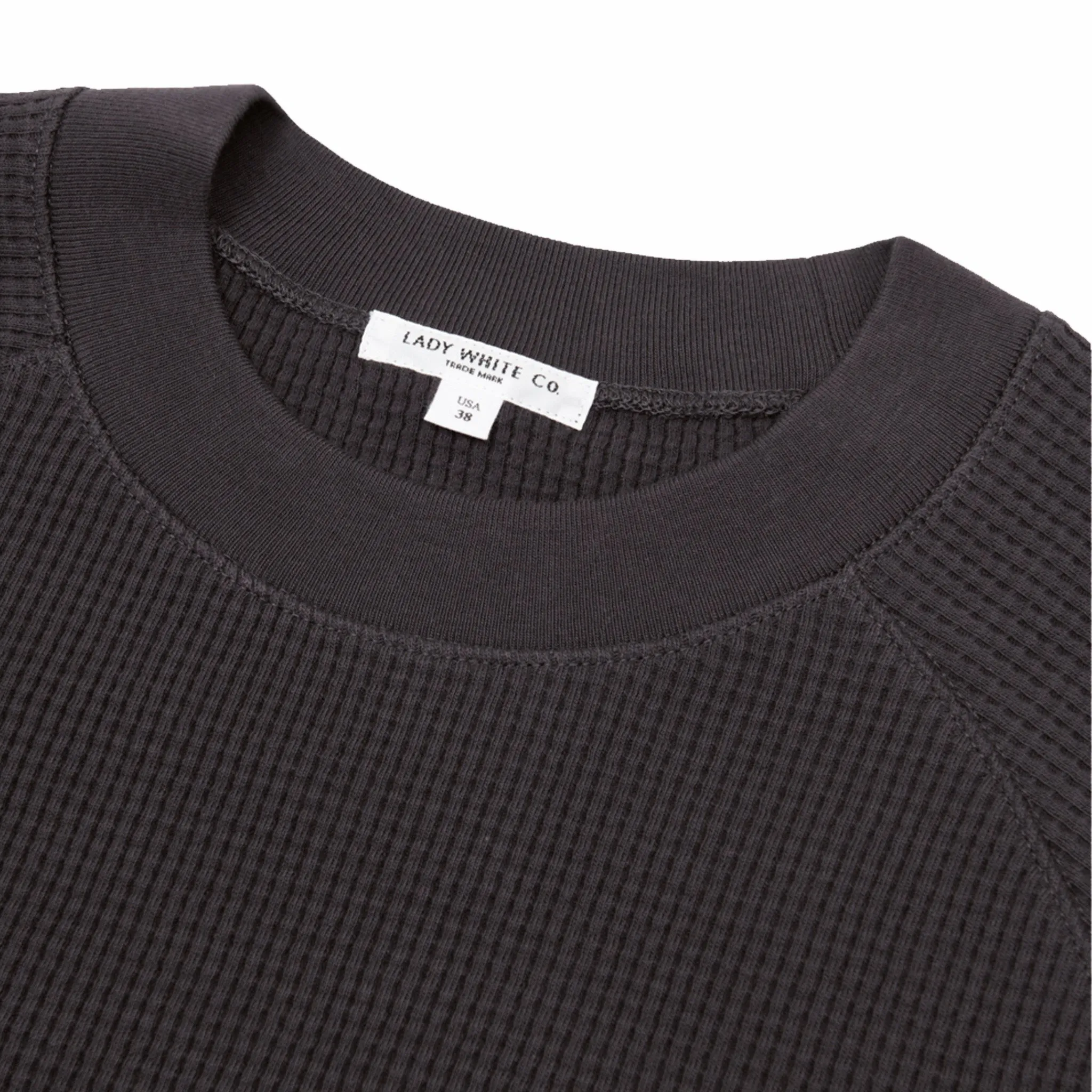 Lady White Co. Cropped Raglan Thermal (Tire Black)