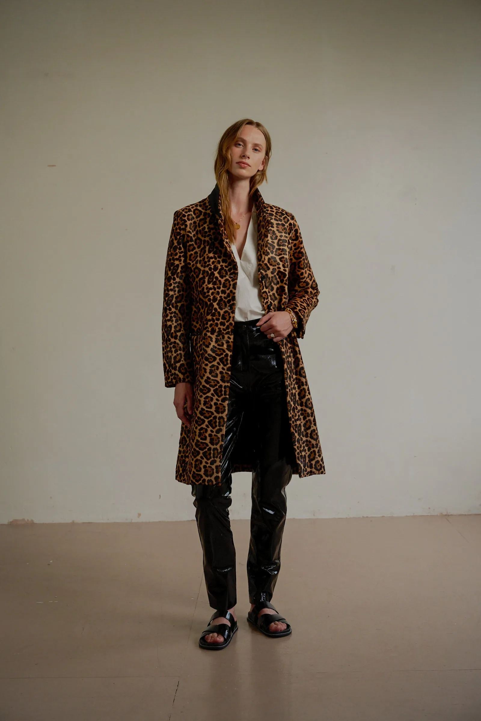 LEOPARD CALFSKIN TAILORED COAT