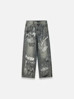 Letter Graffiti Jeans