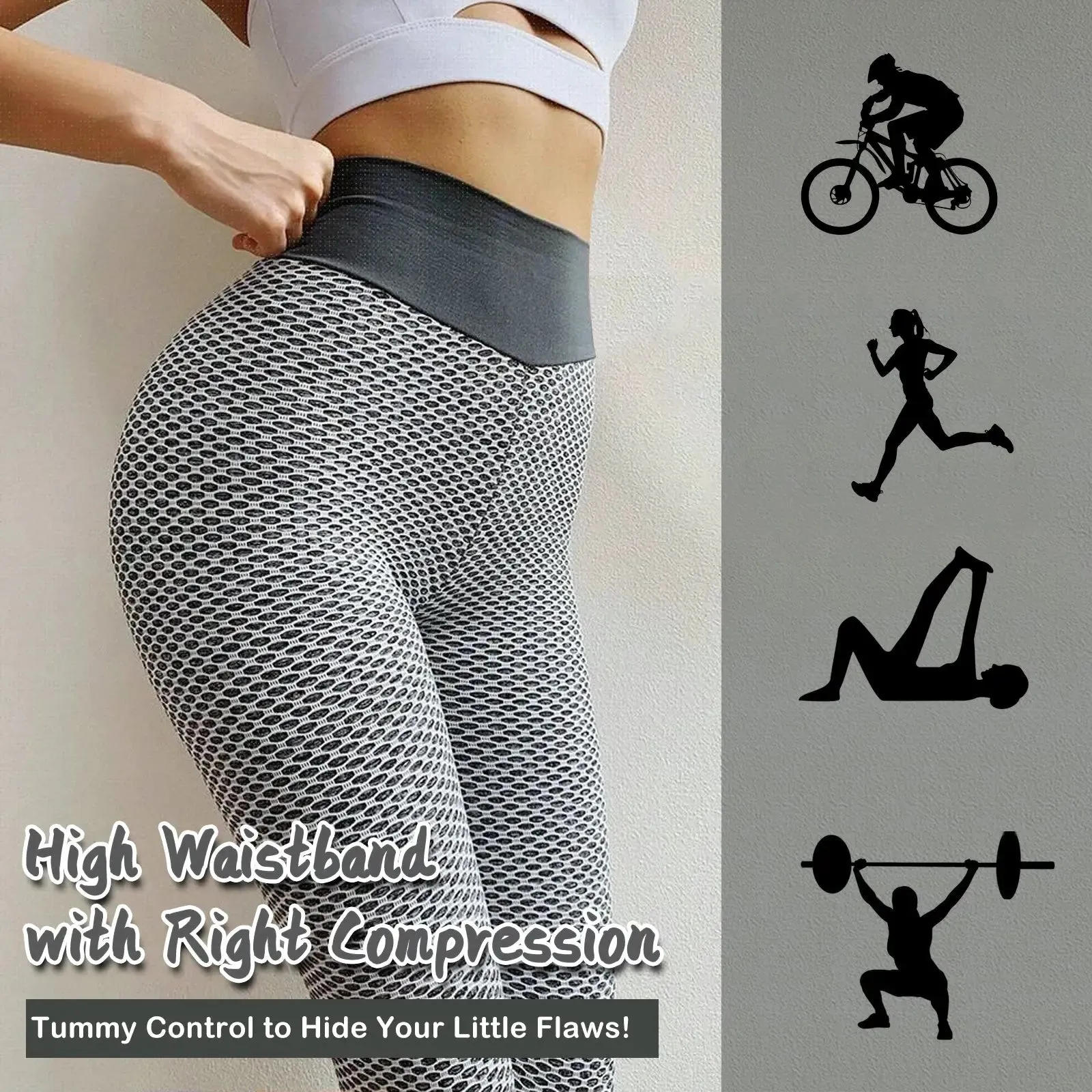 Light grey leggings for women, plus size sports high waist yoga pants, buttlifting workout tights