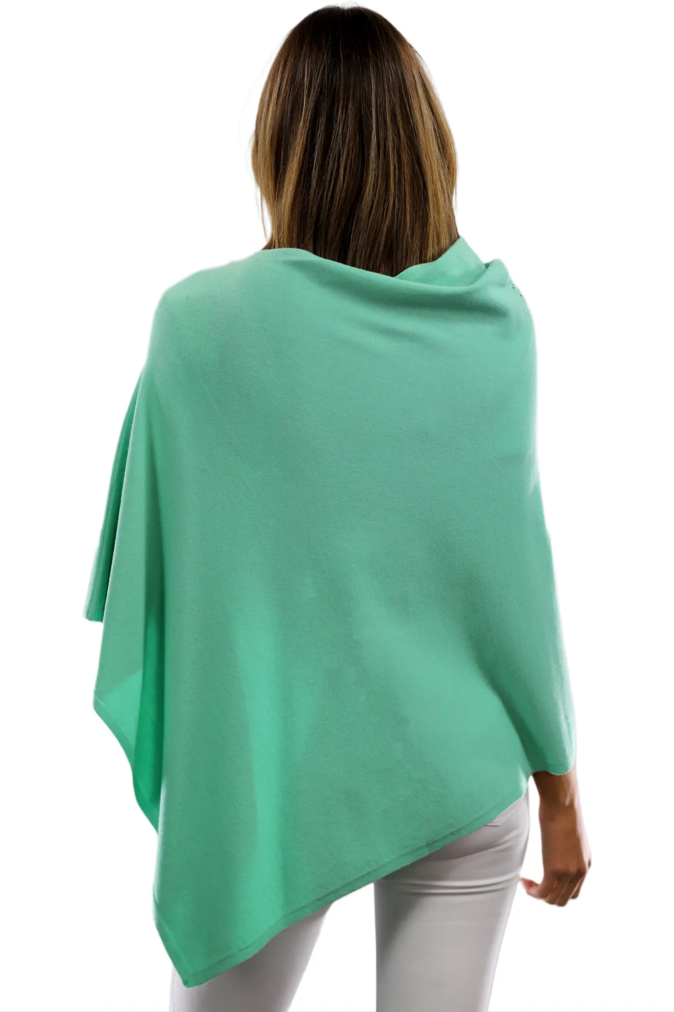 Light Weight Poncho with Embellishments - Green