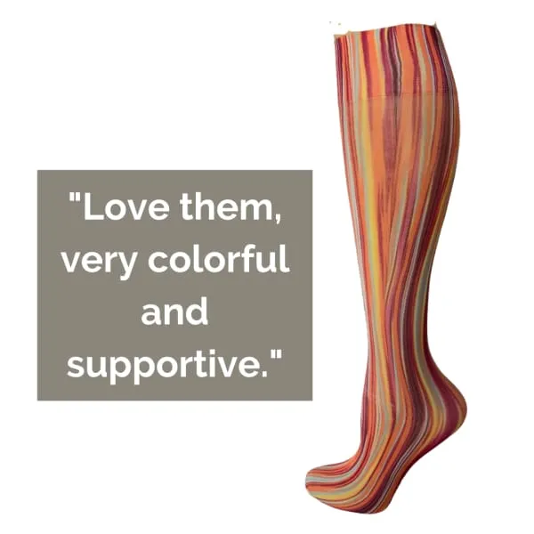 Lightweight Patterned Compression Socks in Artist Stripe in Regular & Plus Size