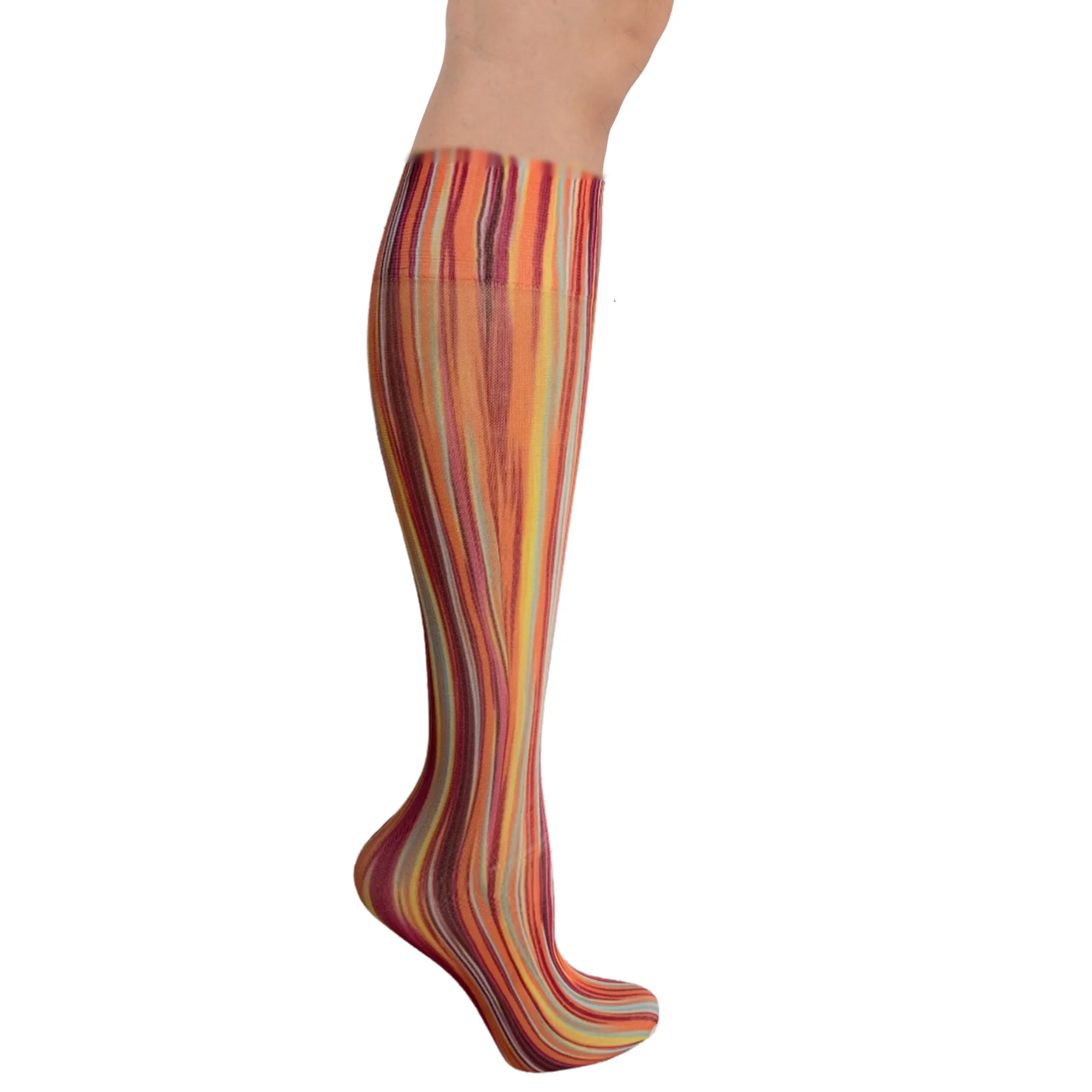 Lightweight Patterned Compression Socks in Artist Stripe in Regular & Plus Size