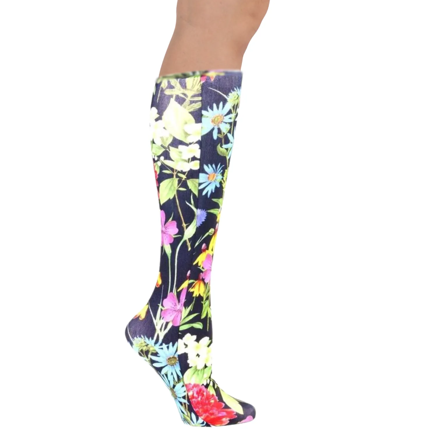 Lightweight Patterned Compression Socks in Black Bellagio in Regular & Plus Size