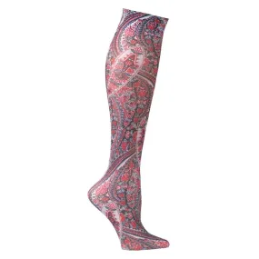 Lightweight Patterned Compression Socks in Mauve Paisley in Regular & Plus Size