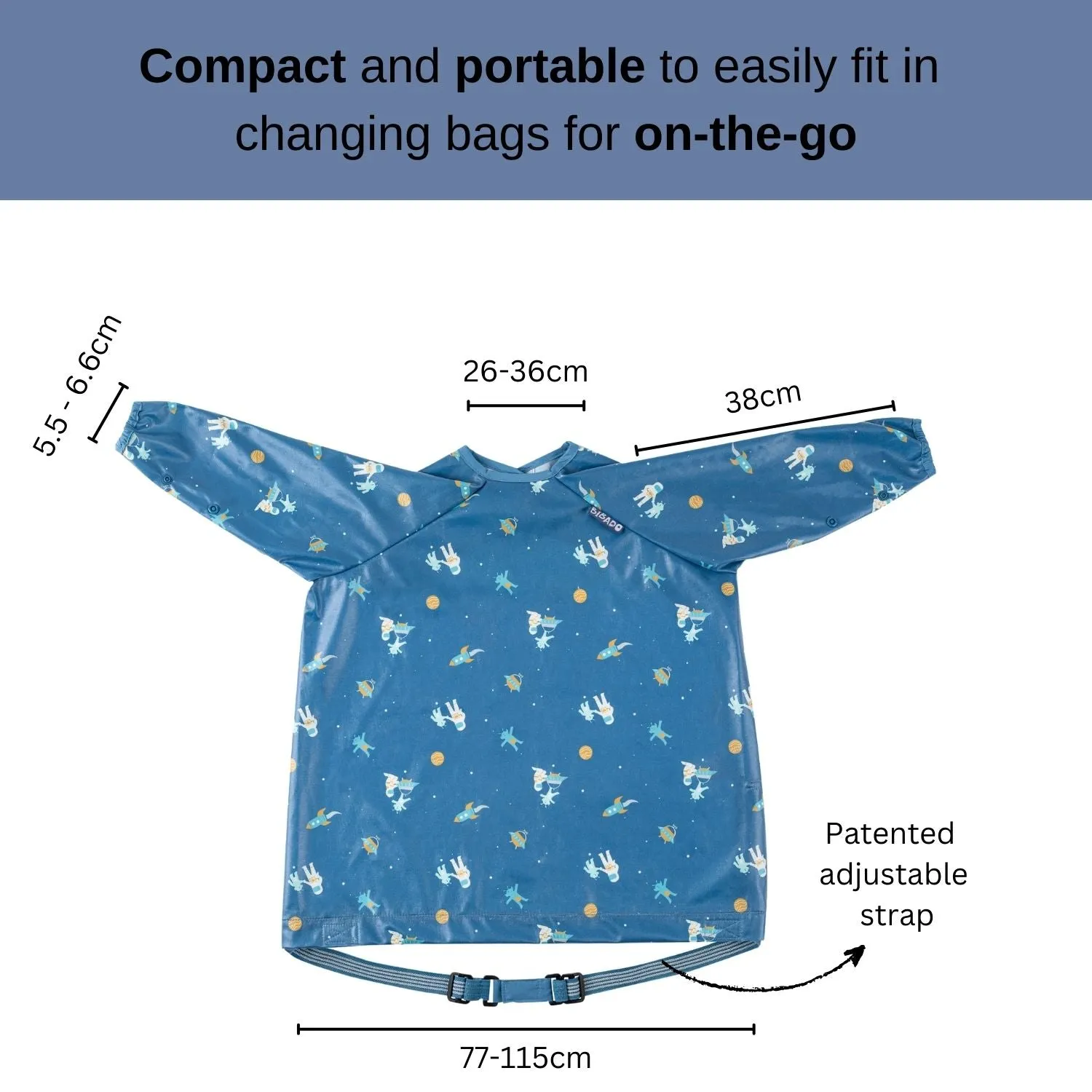 Long Sleeve Coverall Weaning Bib Astro Adventure Blue