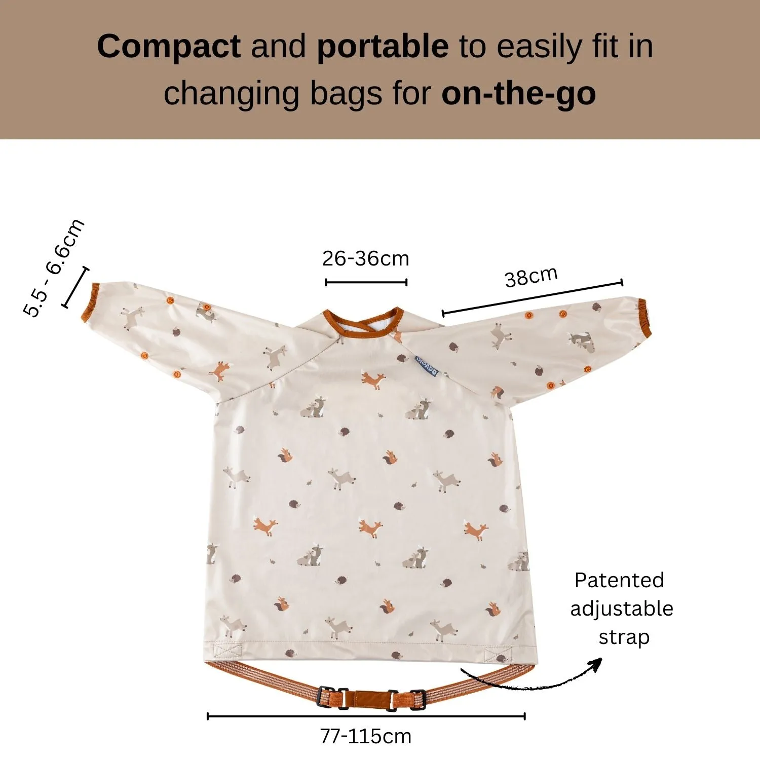 Long Sleeve Coverall Weaning Bib Forest Friends Beige