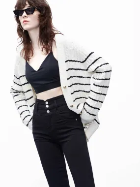 Loose Stripes Knit Cardigan