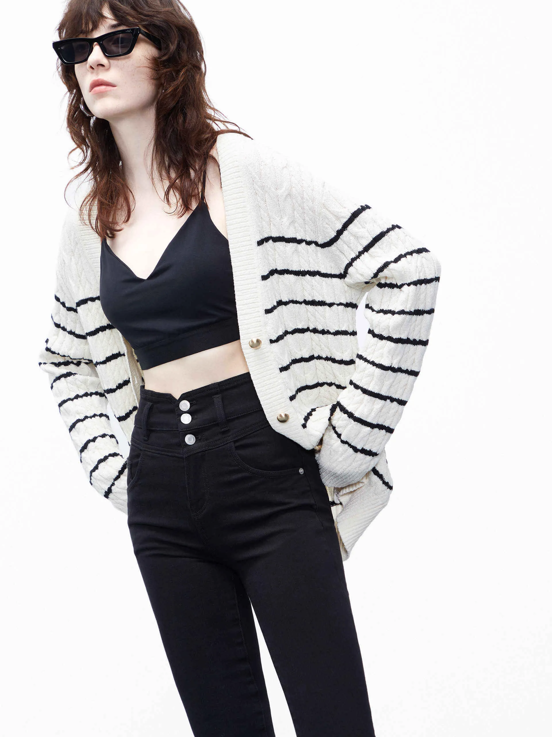 Loose Stripes Knit Cardigan