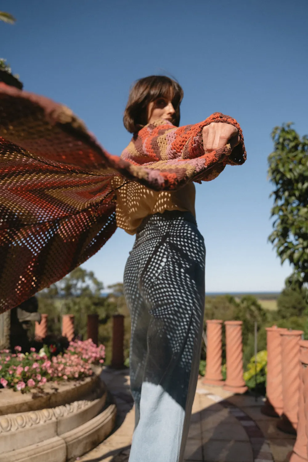 Magic Carpet Ride Crochet Long Coat - Autumn Leaves