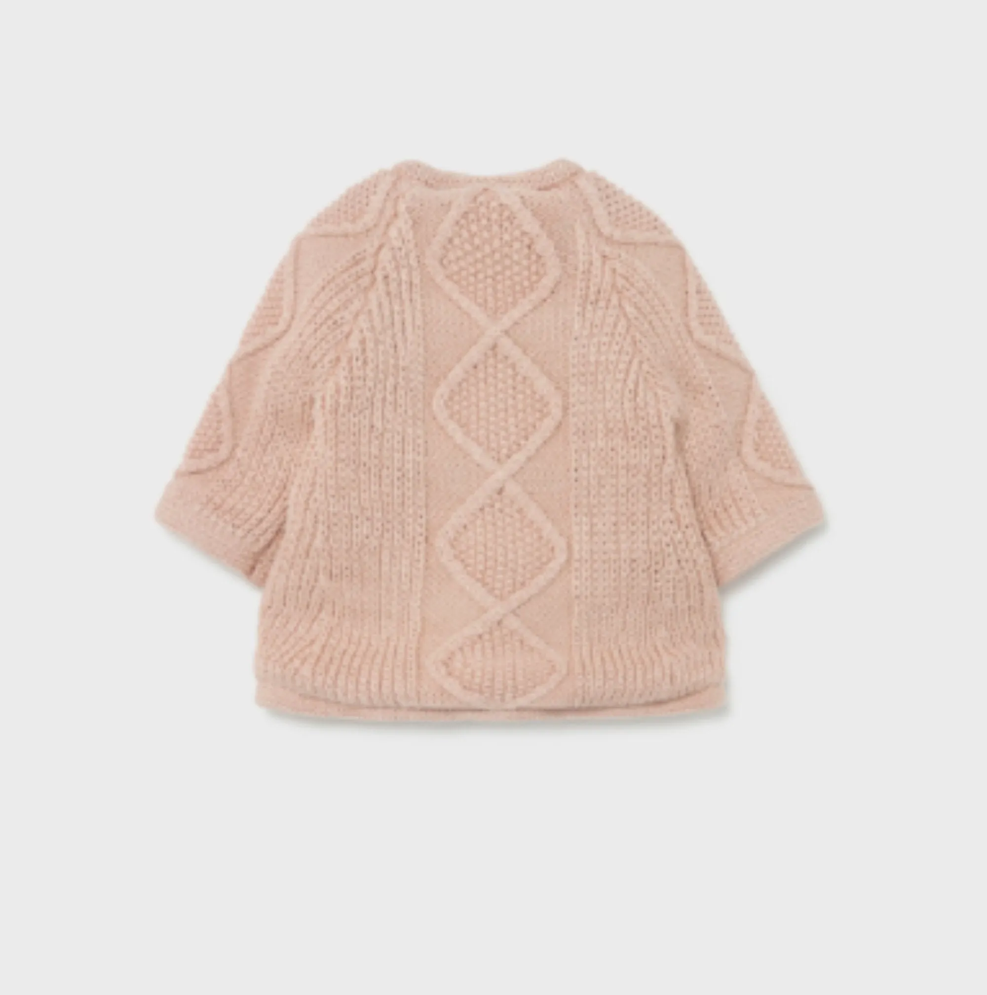 Mayoral Baby Girls Pink Woven Knit Heart Patch Coat with Matching Knit Hat