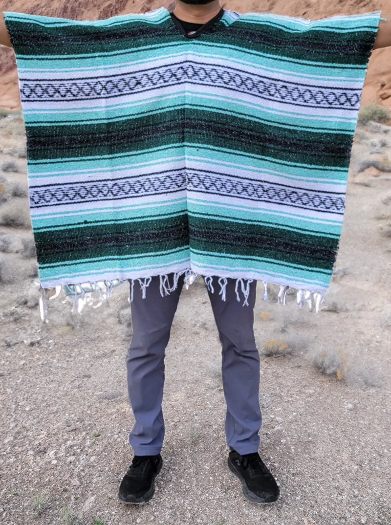 Mexican Striped Poncho | Green