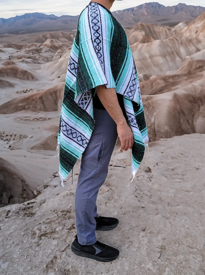 Mexican Striped Poncho | Green