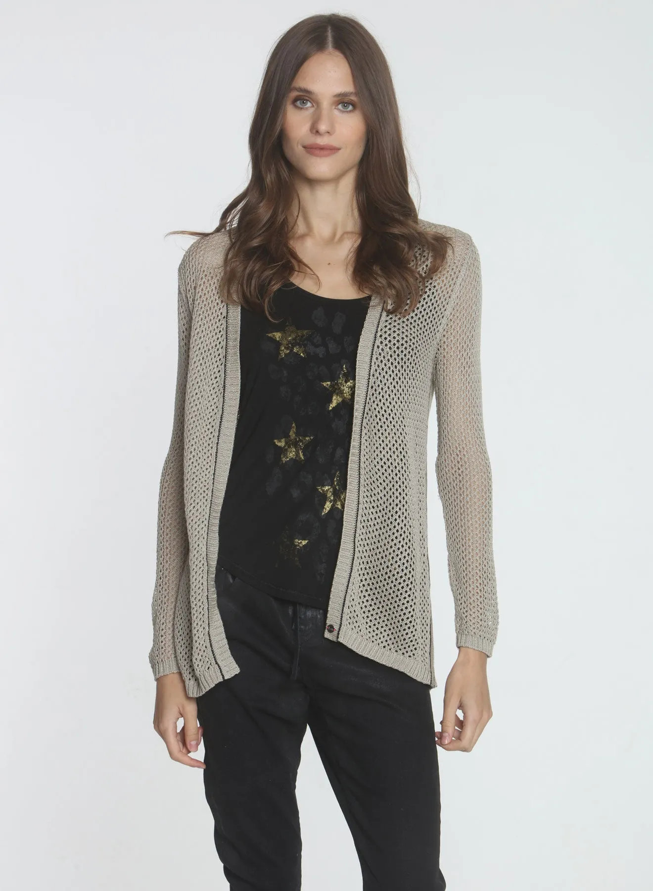 Molly Mesh Cardigan - Almond