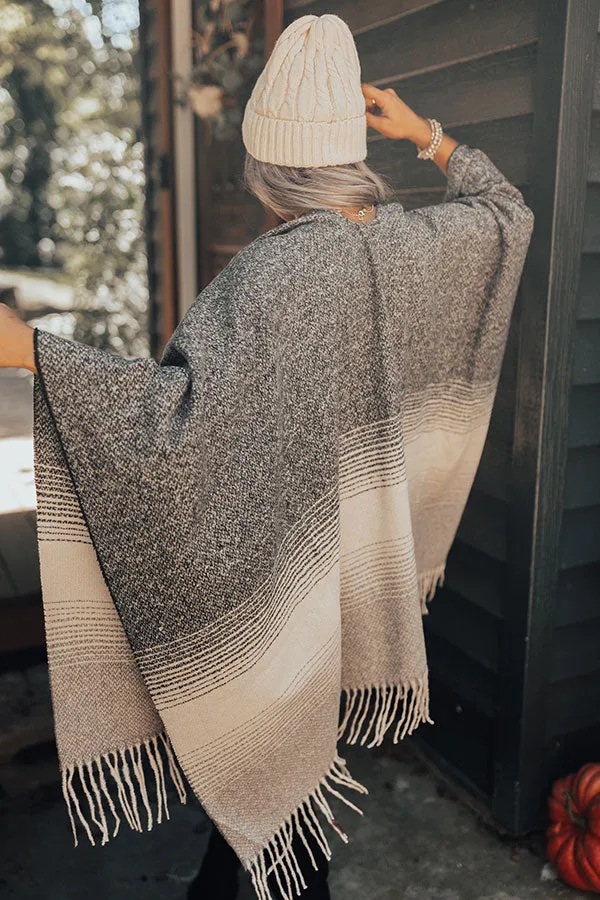 Morning Flight Poncho In Charcoal