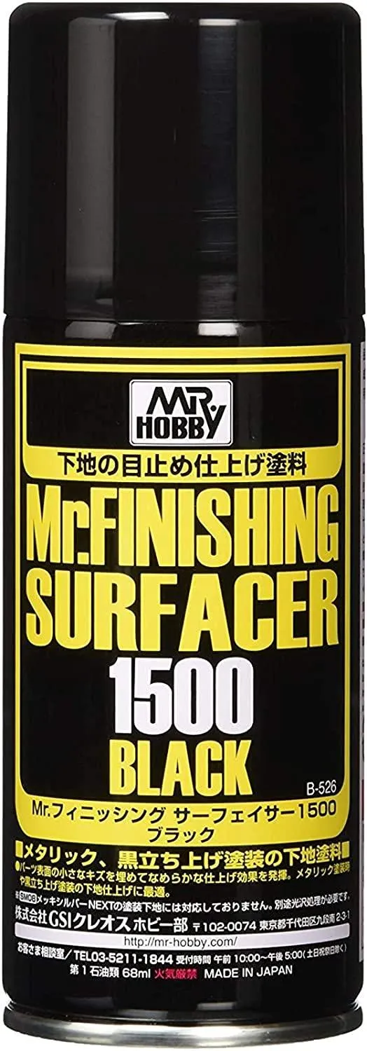 Mr. Hobby B526 Mr. Finishing Surfacer 1500 Black Spray Paint 170ml