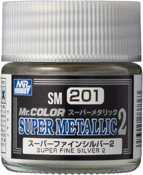 Mr. Hobby SM201 Mr. Color Super Metallic Fine Silver 2 Lacquer Paint 10ml