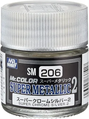 Mr. Hobby SM206 Mr. Color Super Metallic Chrome Silver 2 Lacquer Paint 10ml