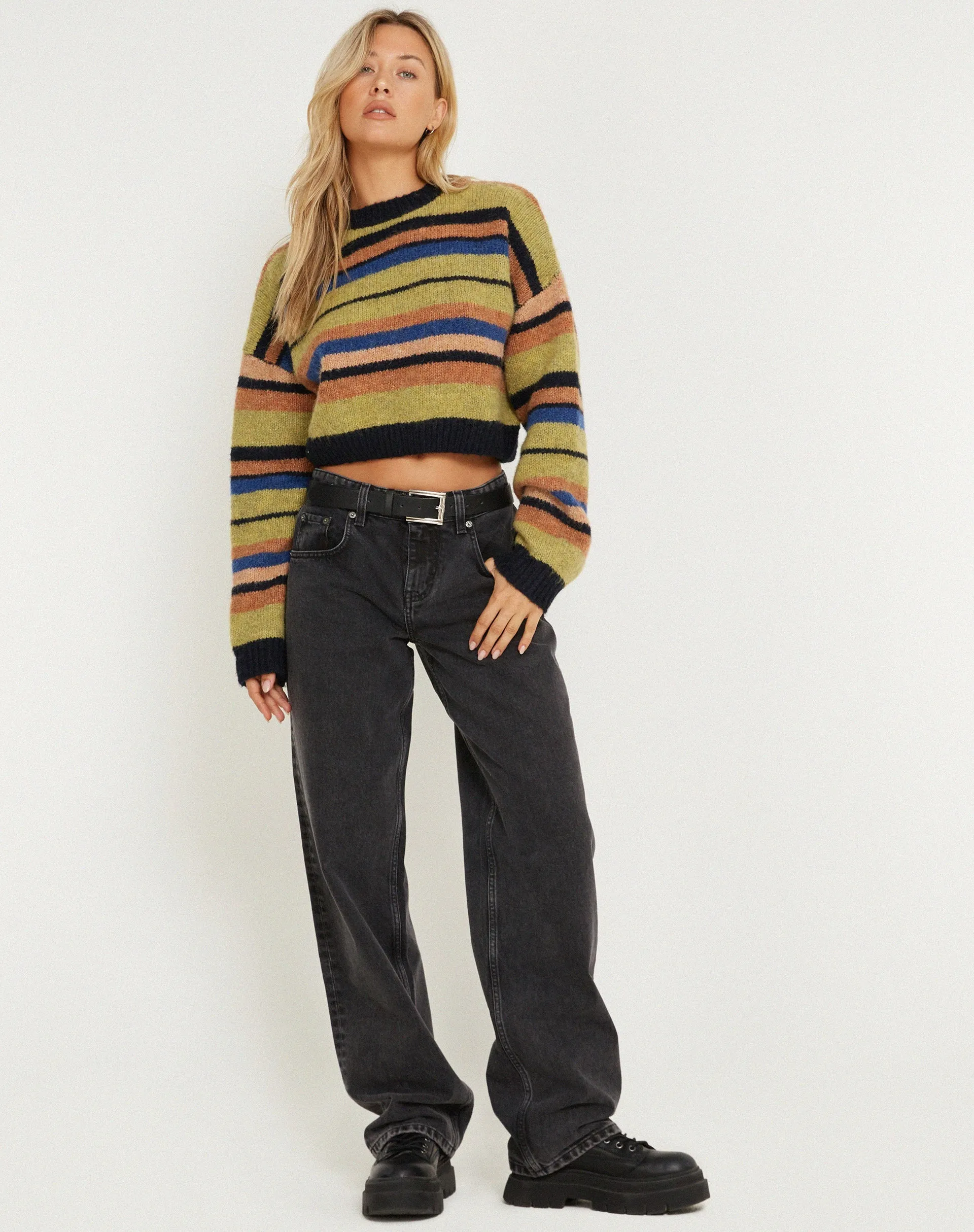 Munella Knitted Jumper in Mixed Stripe