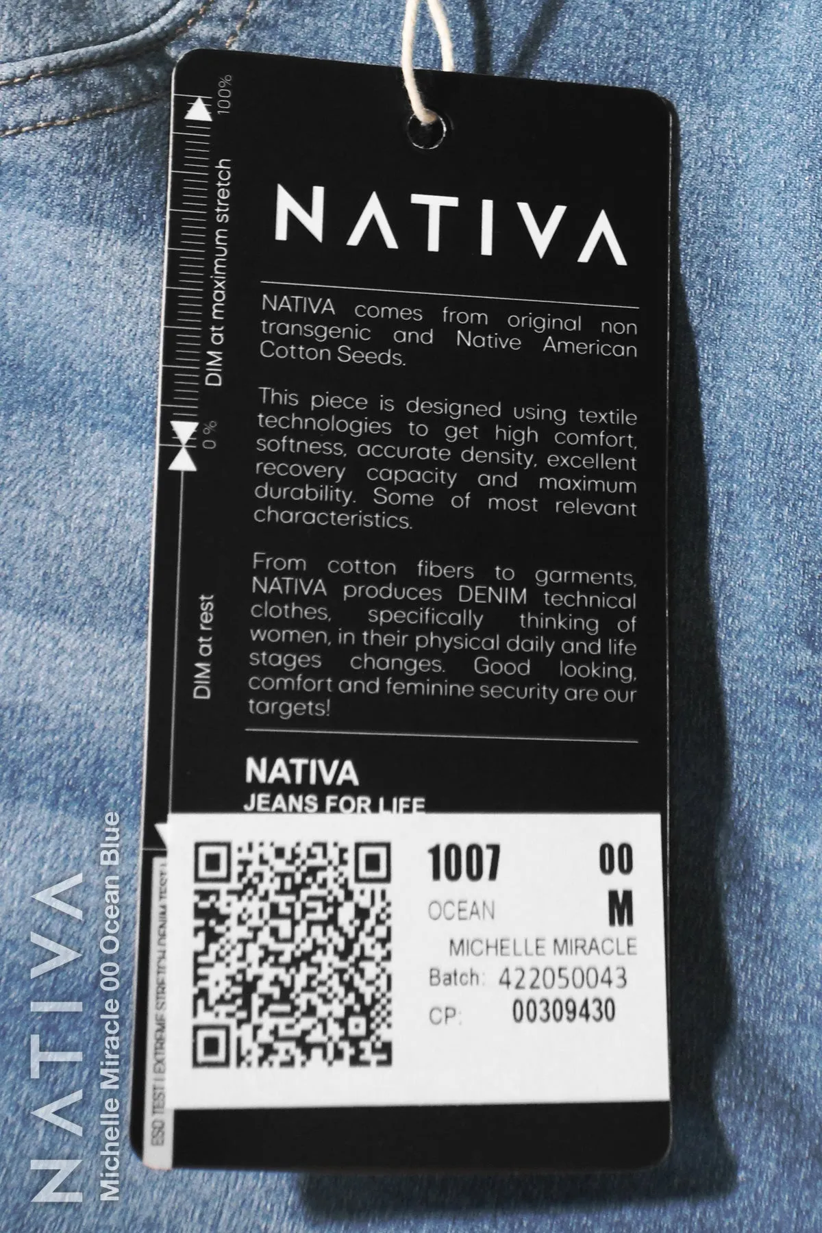 NATIVA, STRETCH JEANS. MICHELLE MIRACLE 00 OCEAN BLUE, High Shaping Capacity, Extreme Motion, Hi-Rise Super Skinny Jeans