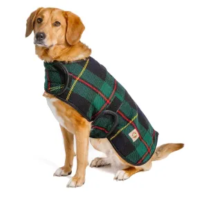 Navy Plaid Blanket Dog Coat