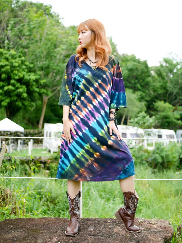 Nebula Burst Hippie Oversized Cotton Tunic Shirt Dress