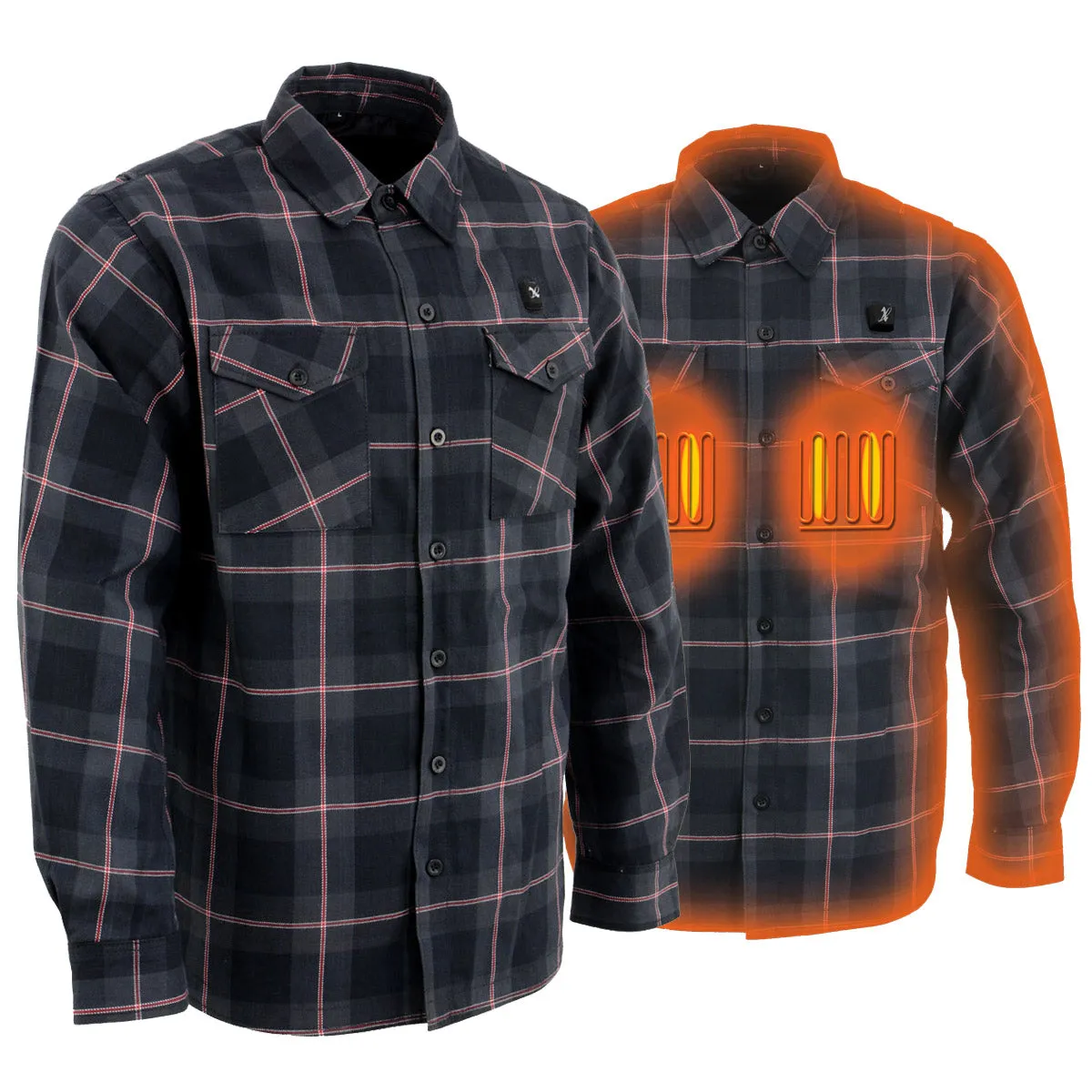 NexGen Heat Men's NXM1602SET Riffraff Black/Grey/Red Heated Flannel