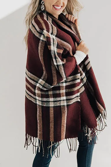 On The Nice List Plaid Poncho