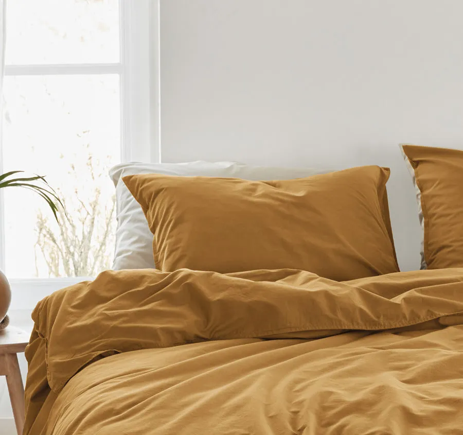 Organic Cotton Quilt Cover Set Range Ochre