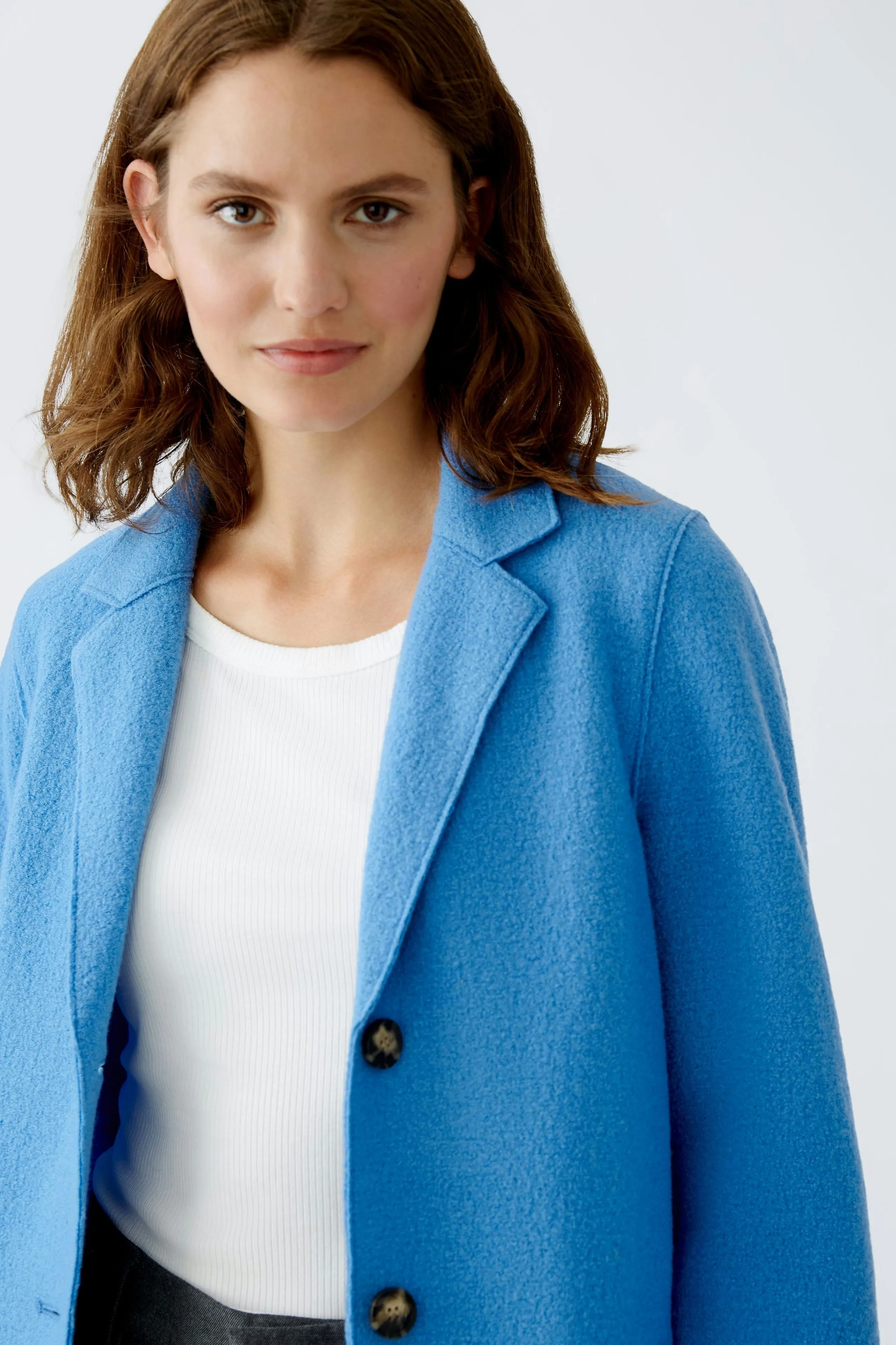 OUI Blue Wool Long Coat