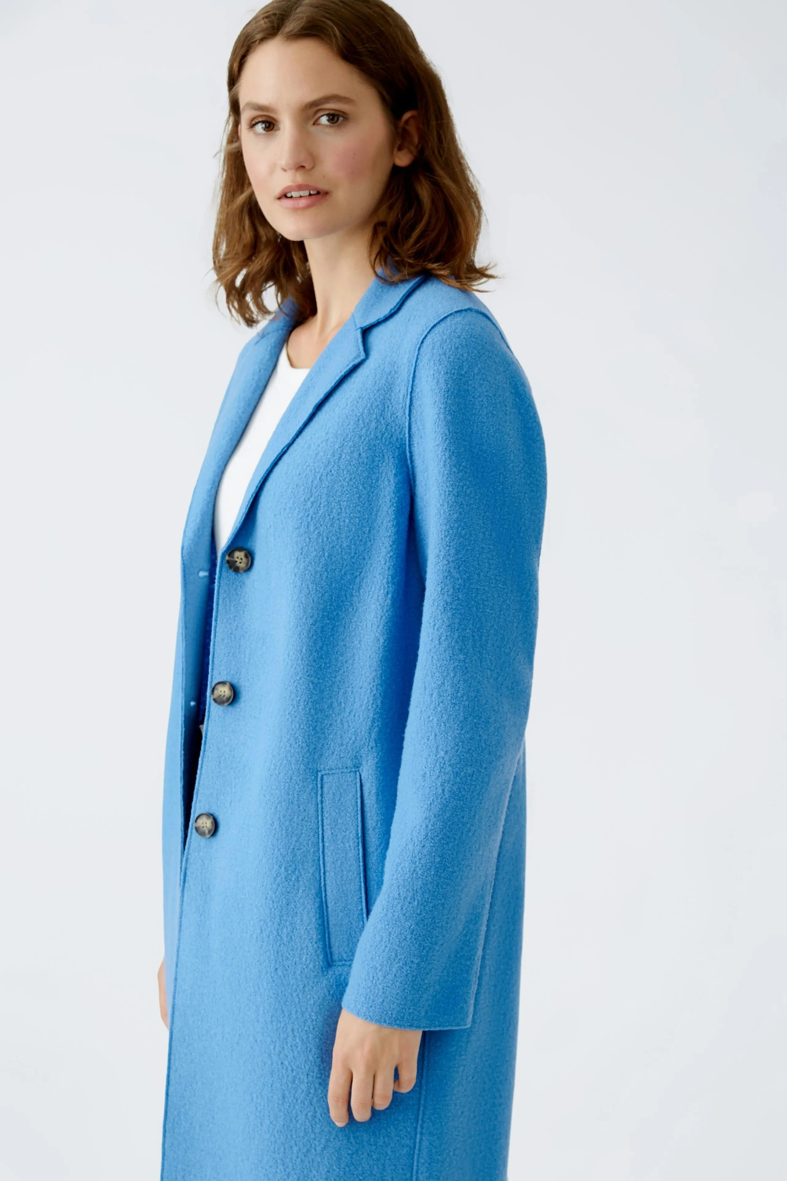 OUI Blue Wool Long Coat