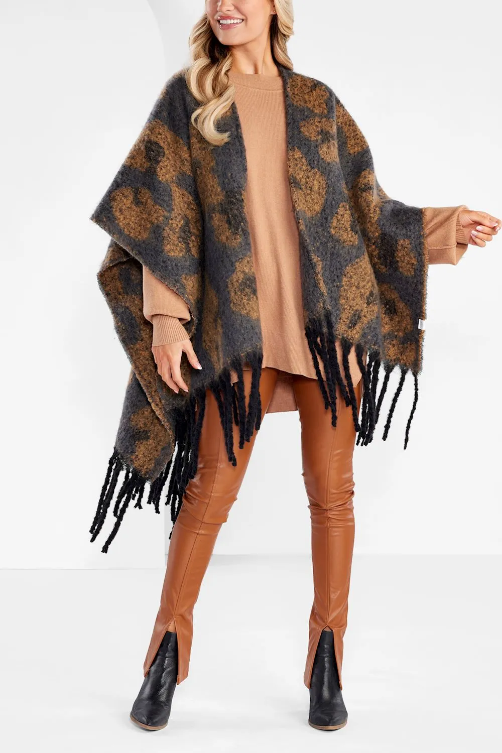 Oversized Leopard Poncho (More Colors)