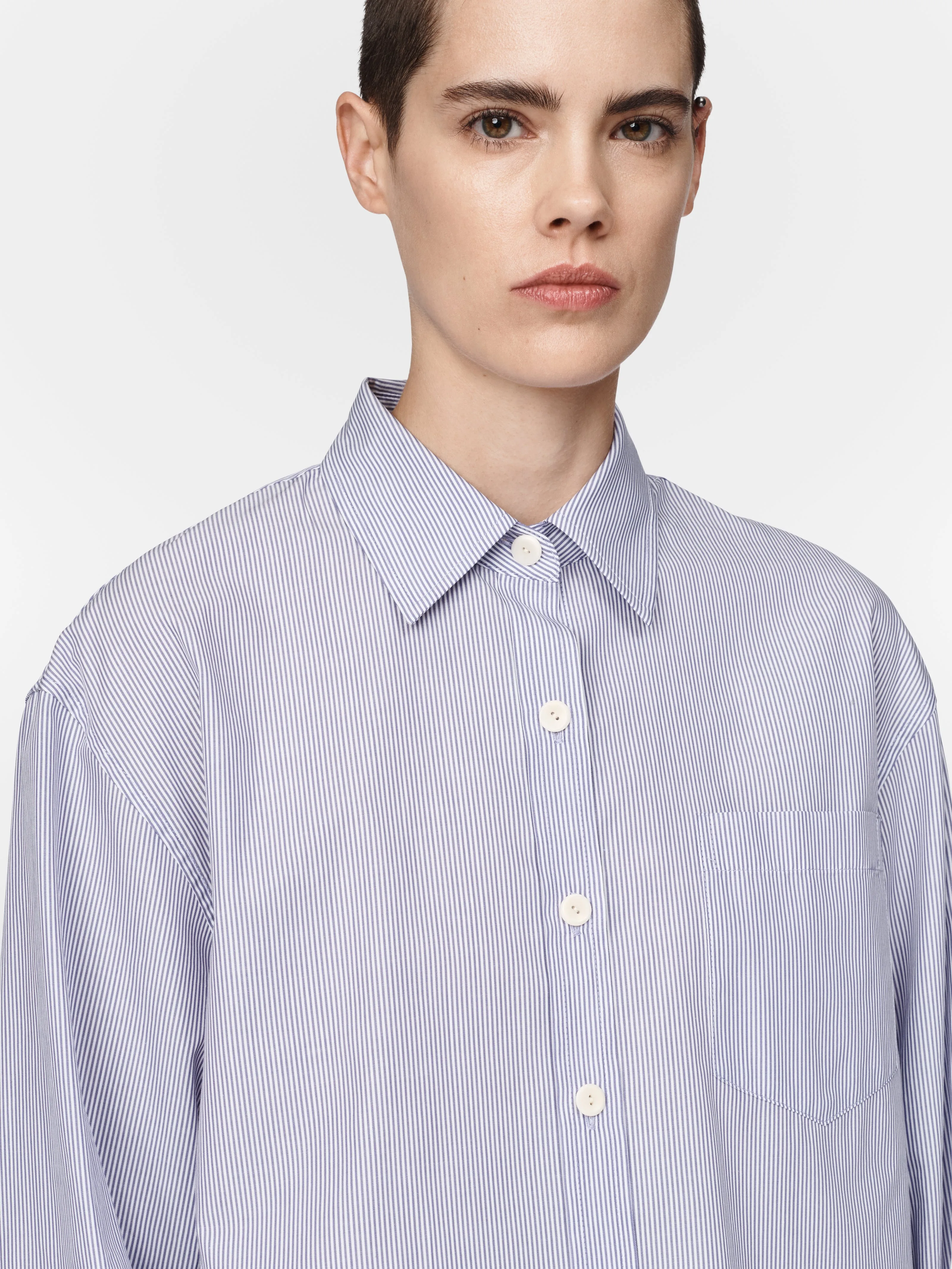 Oversized Shirt in Lilac Stripe