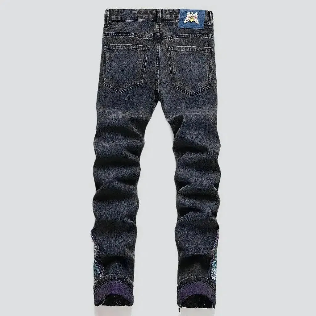 Patchwork men's embroidered jeans