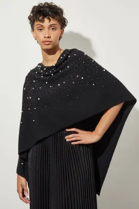 Pearl Beaded Poncho - Soft Cashmere, Black