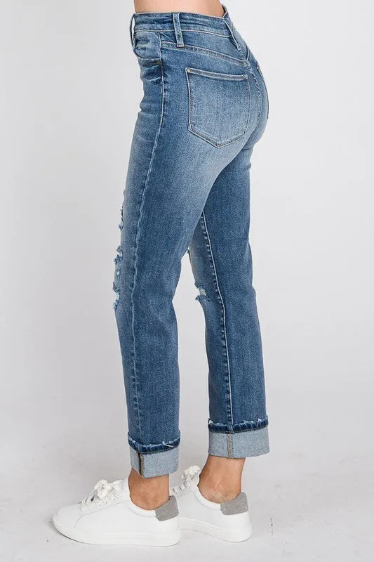 Petra Destroyed Super High Rise Straight Jeans