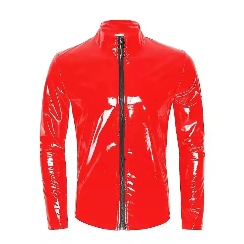 Plus Size Men's PVC Leather Shirt