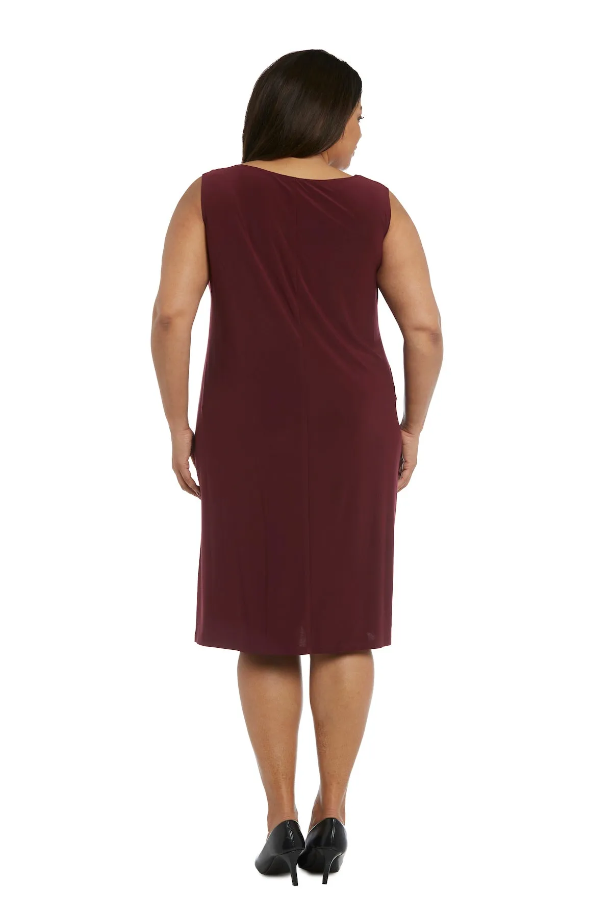 Plus Size Sleeveless Dress and Jacket Set with Metallic Touches