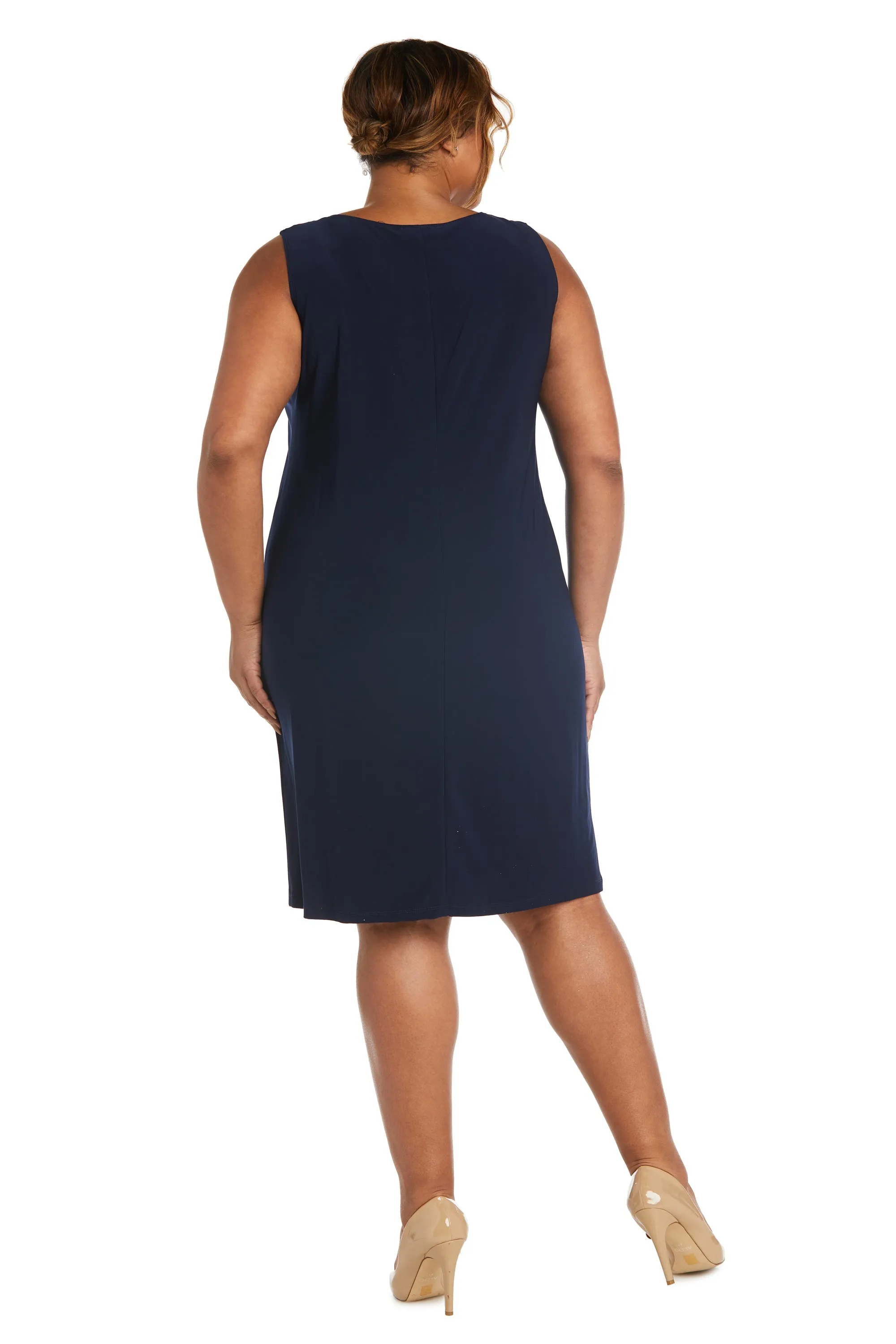 Plus Size Sleeveless Dress and Jacket Set with Metallic Touches