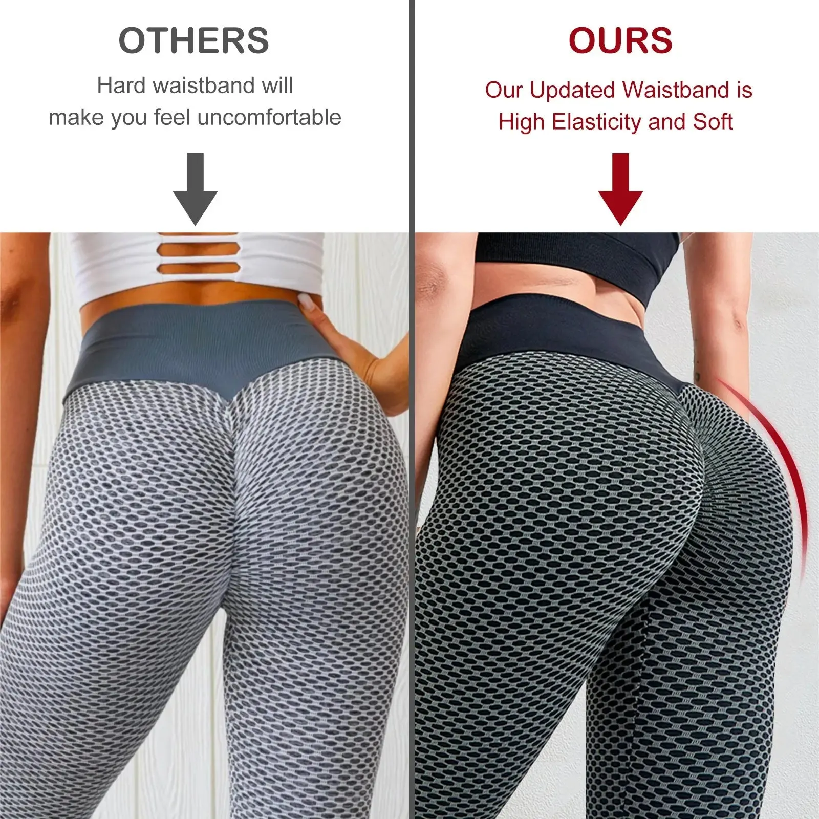 Plus Size Sports High Waist Yoga Pants; Women's Butt Lifting Workout Tights