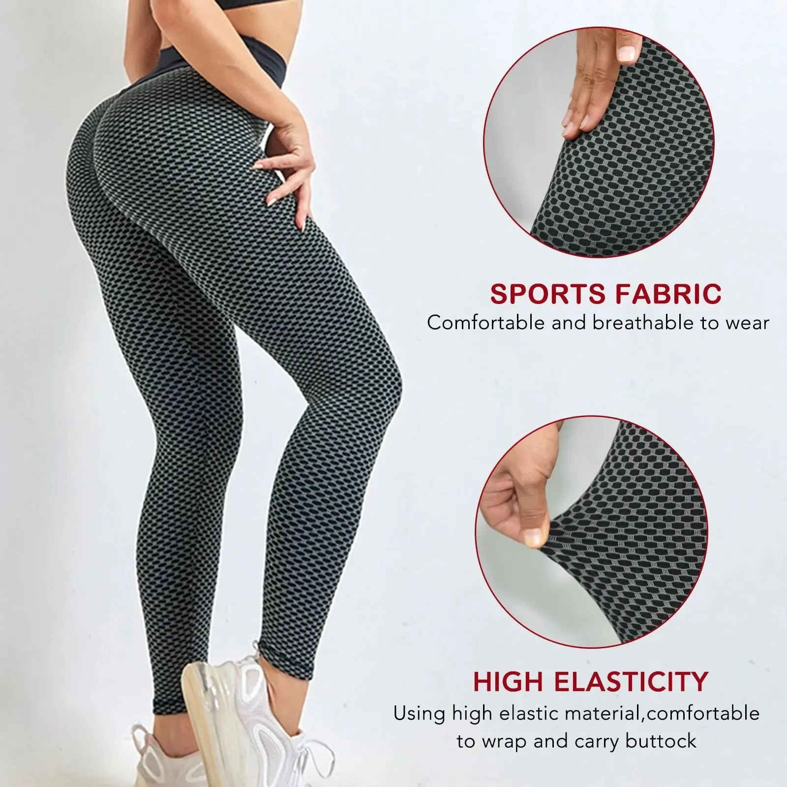 Plus Size Sports High Waist Yoga Pants; Women's Butt Lifting Workout Tights