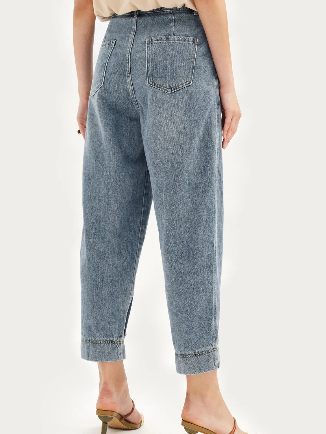 Pocket Button High Waist Long Jeans