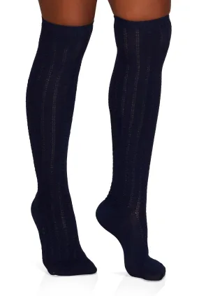 Pointelle Knit Knee High Socks Size 9-11