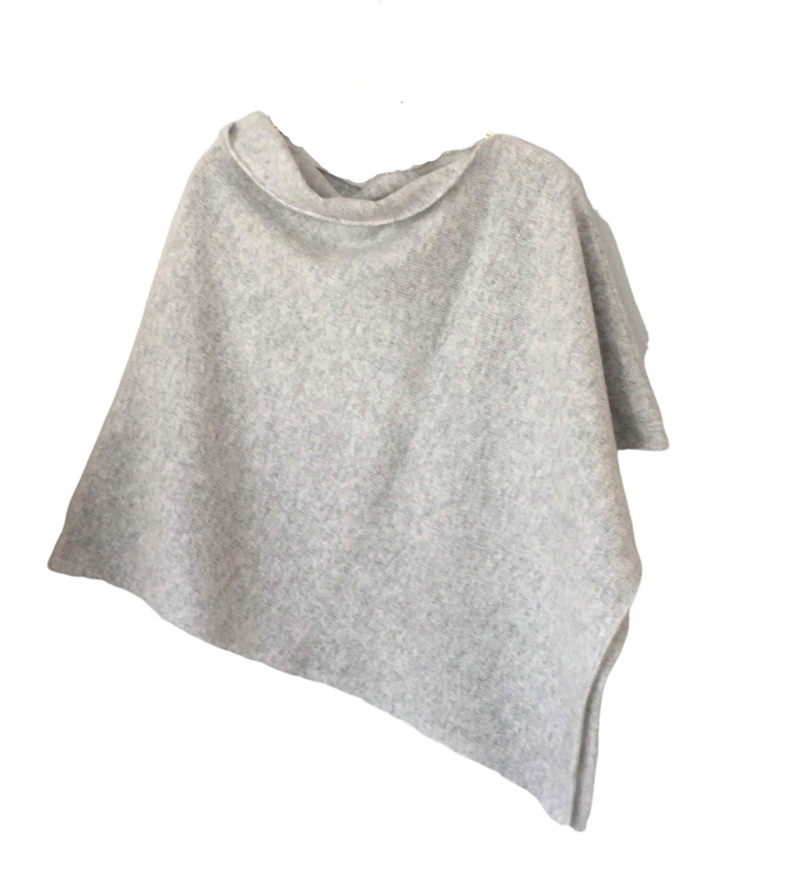 Poncho soft merino lambswool silver grey