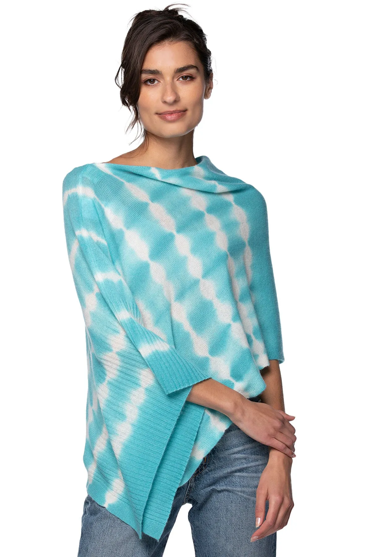 Poolside Poncho Cashmere |  Ocean Tie Dye