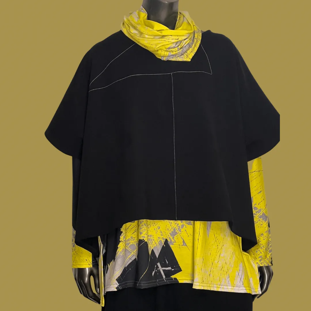 Punch Crop Length Poncho - Black