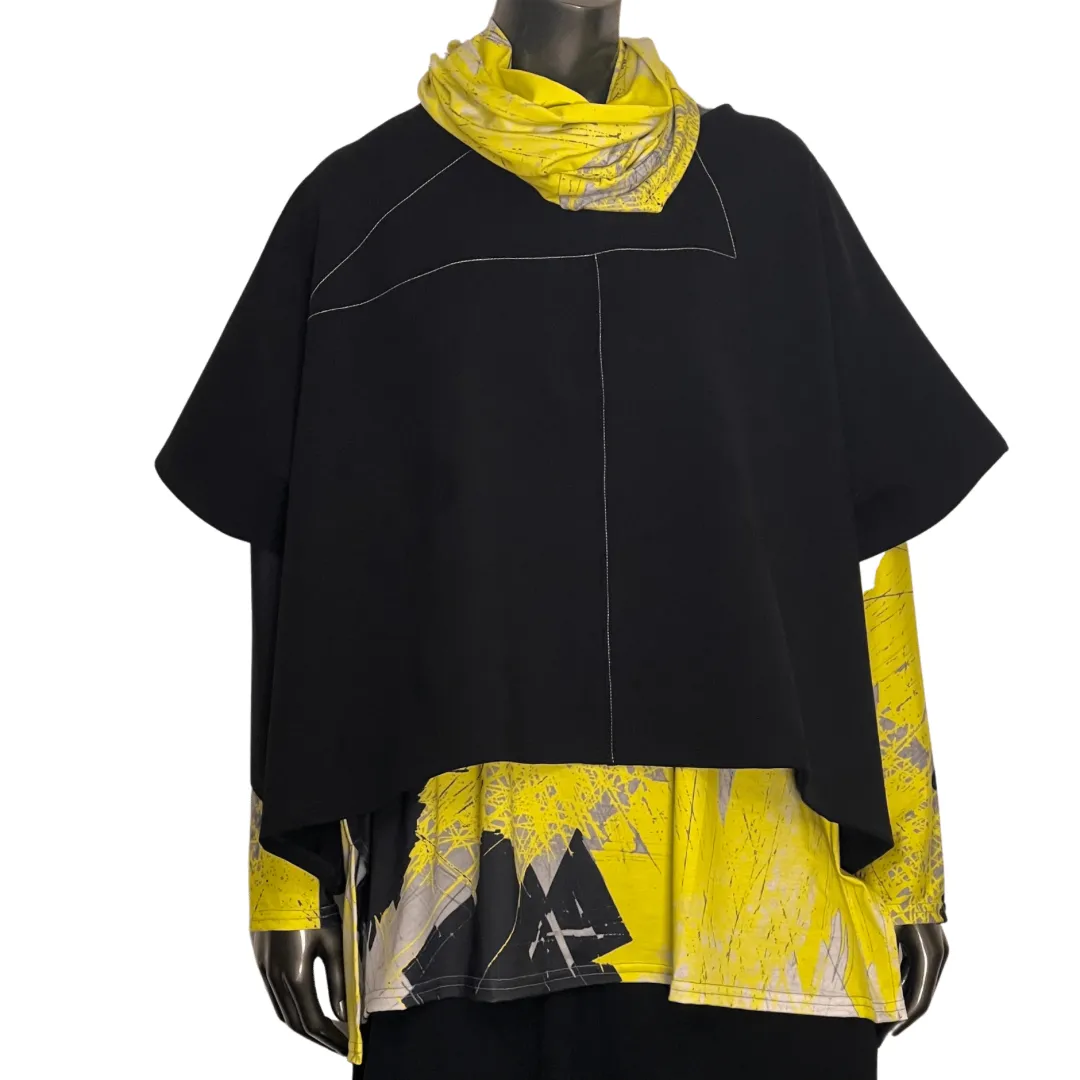 Punch Crop Length Poncho - Black