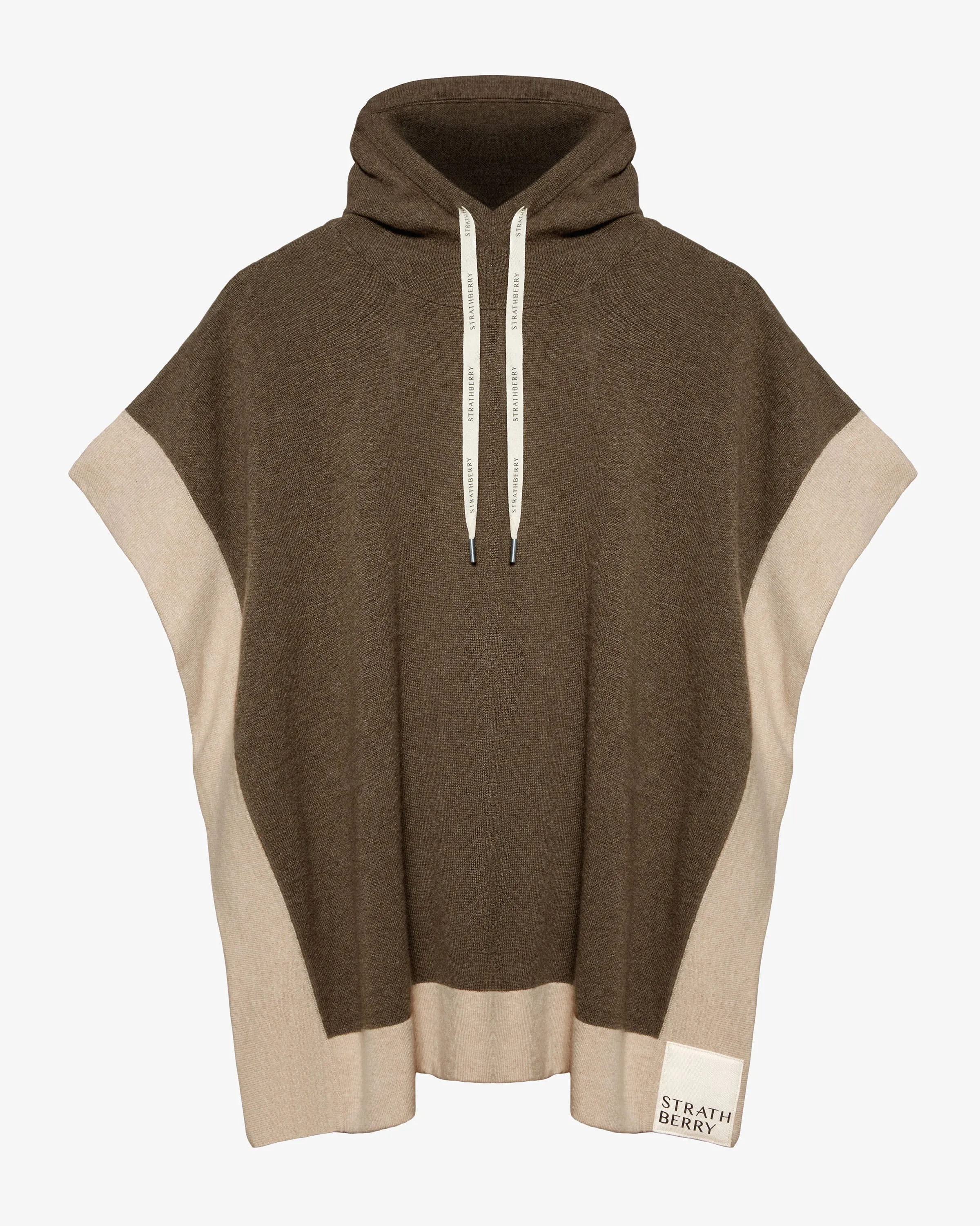 Pure Cashmere Relaxed Hood Poncho - Dashund/Wheat